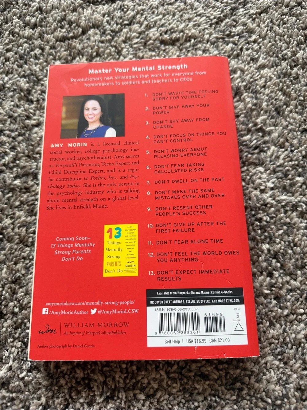 13 Things Mentally Strong People Don't Do - by Amy Morin Paperback